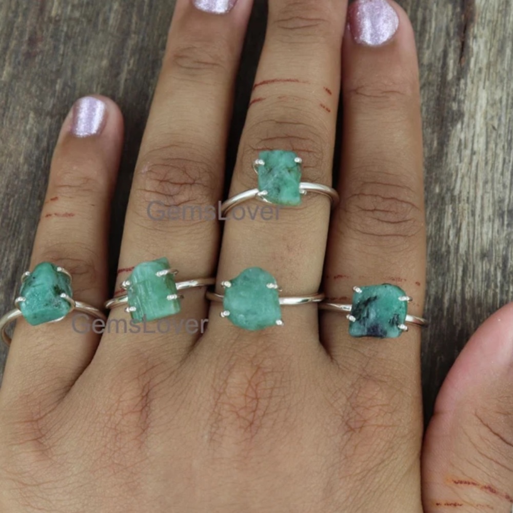 Raw emerald ring